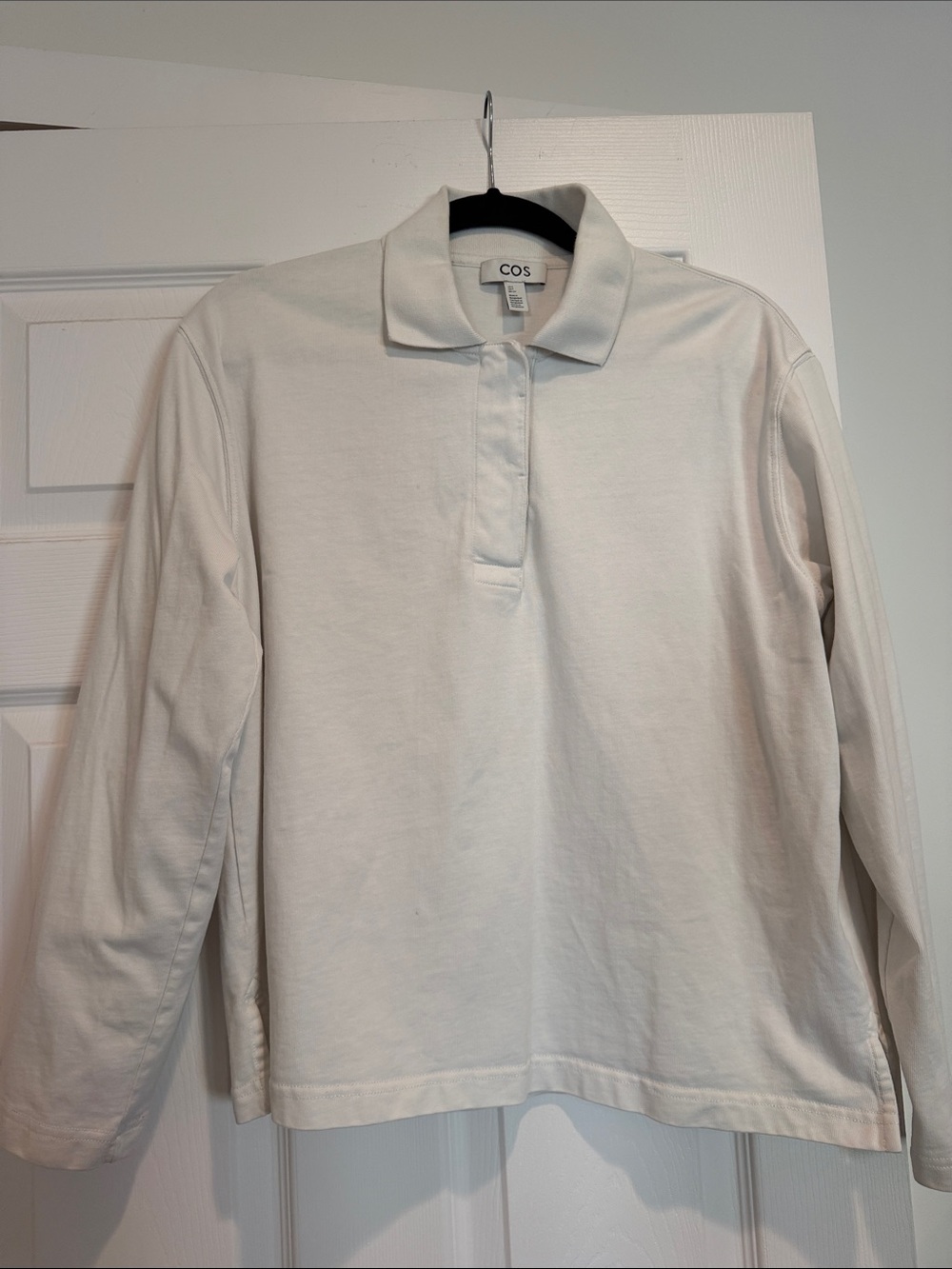 COS White Long-Sleeve Polo Shirt